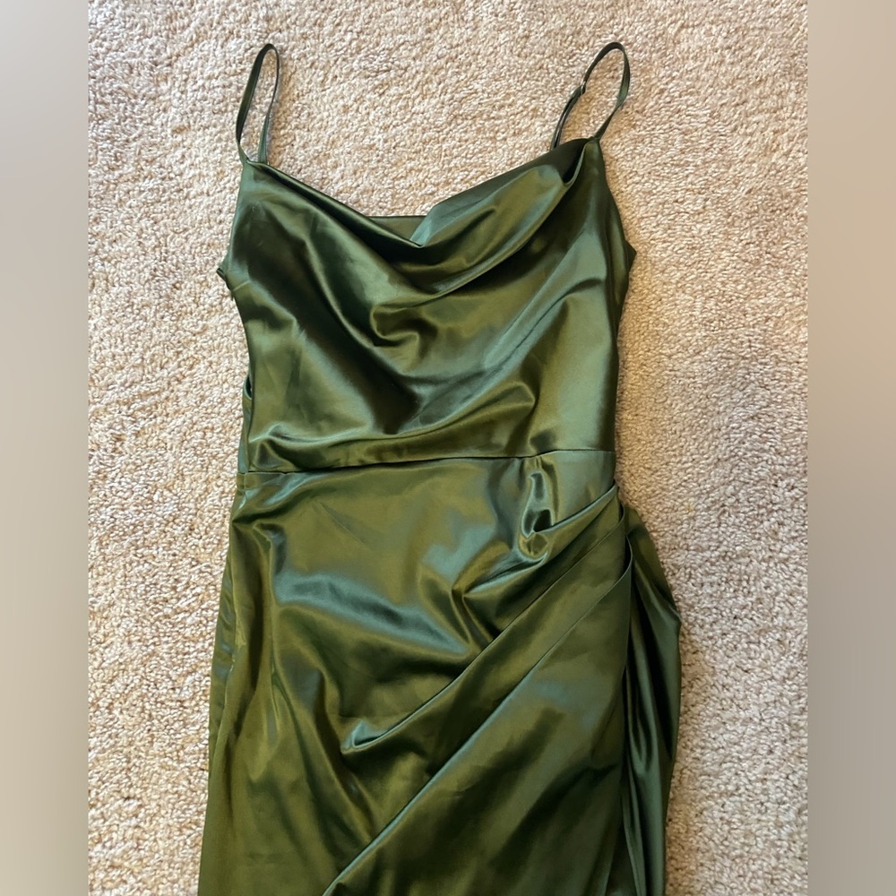 Olive/Forest Green Satin Dress
